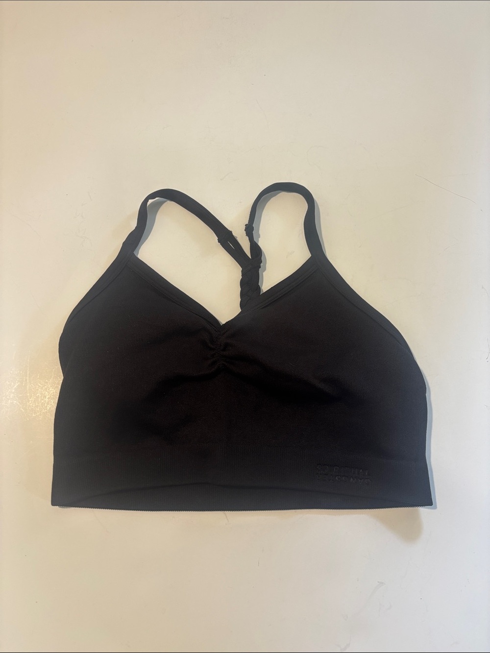 Spiritual Gangster Black Ruched Front Sports Bralette